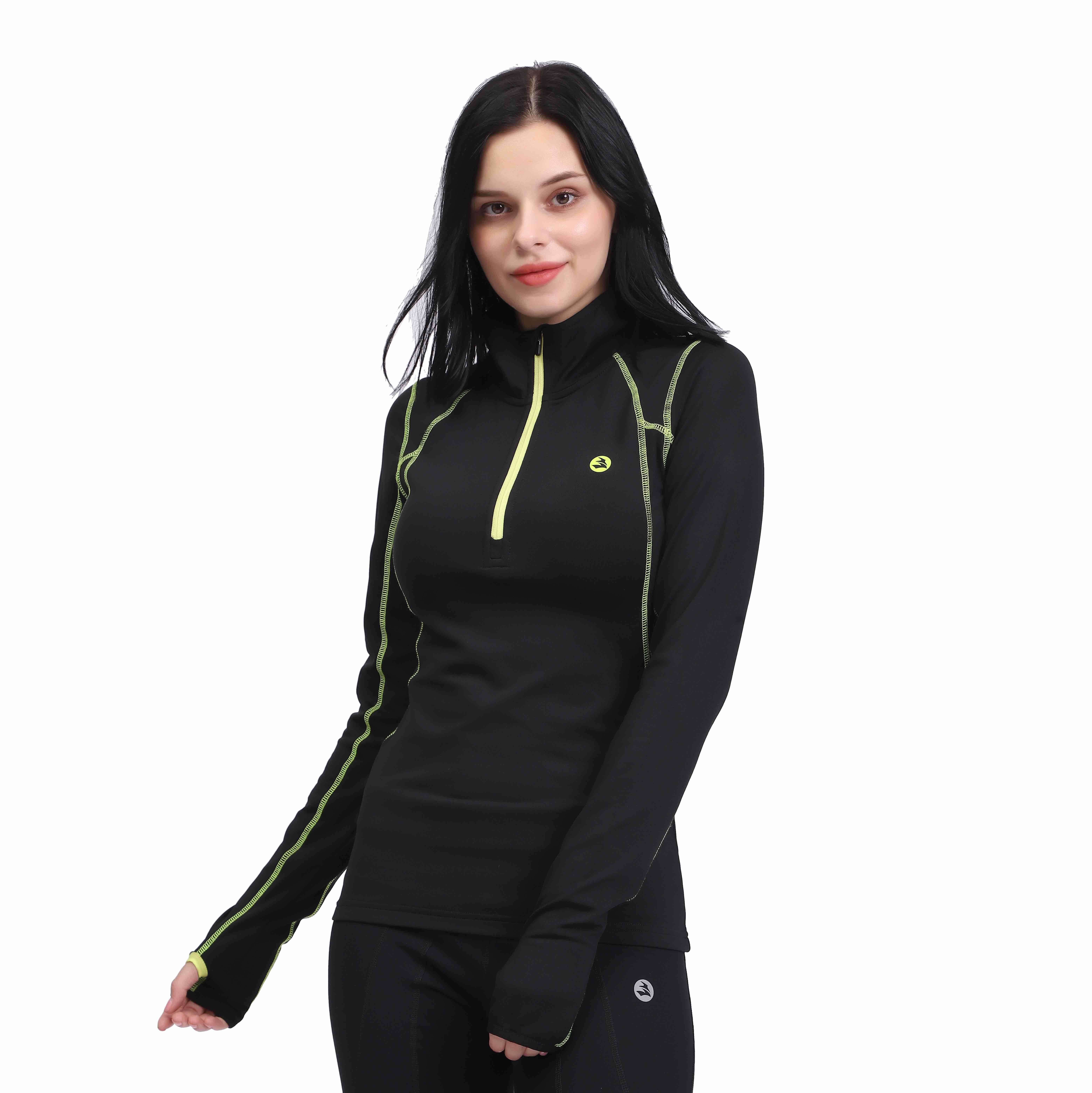 Women's Sport Slim Fit 1/2 Zip Fleece Lining Pullover Thermal Top