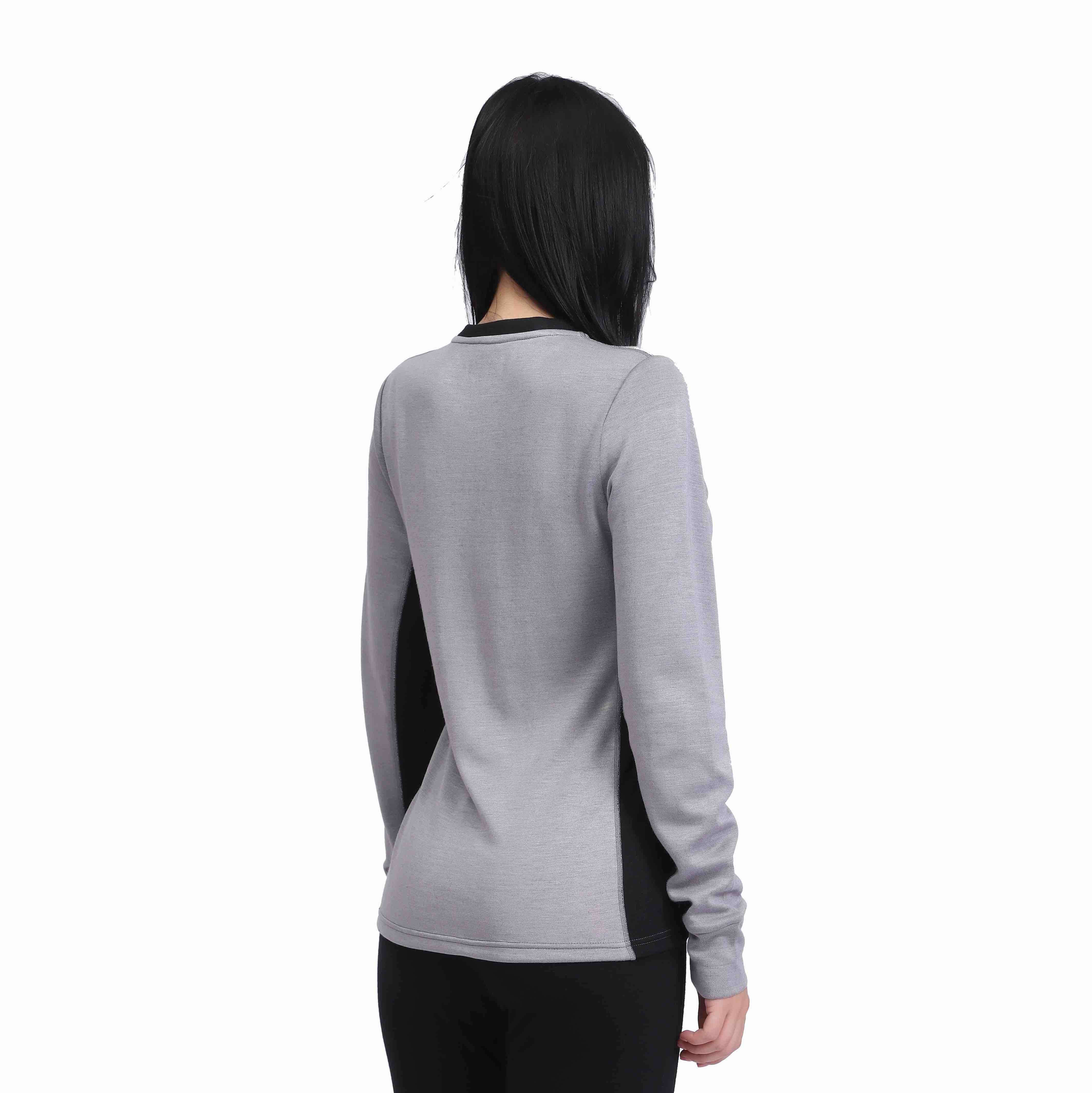 Women Merino Wool Blend Button Long Sleeve Top