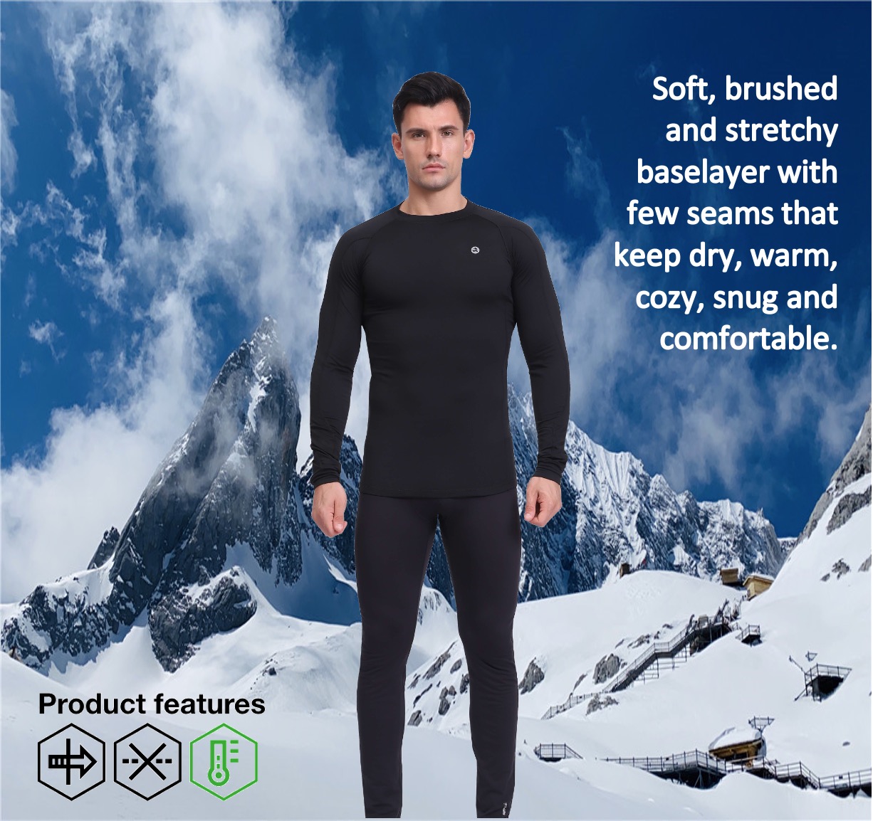 Men's Thermal Underwear Ultra Soft Baselayer Set