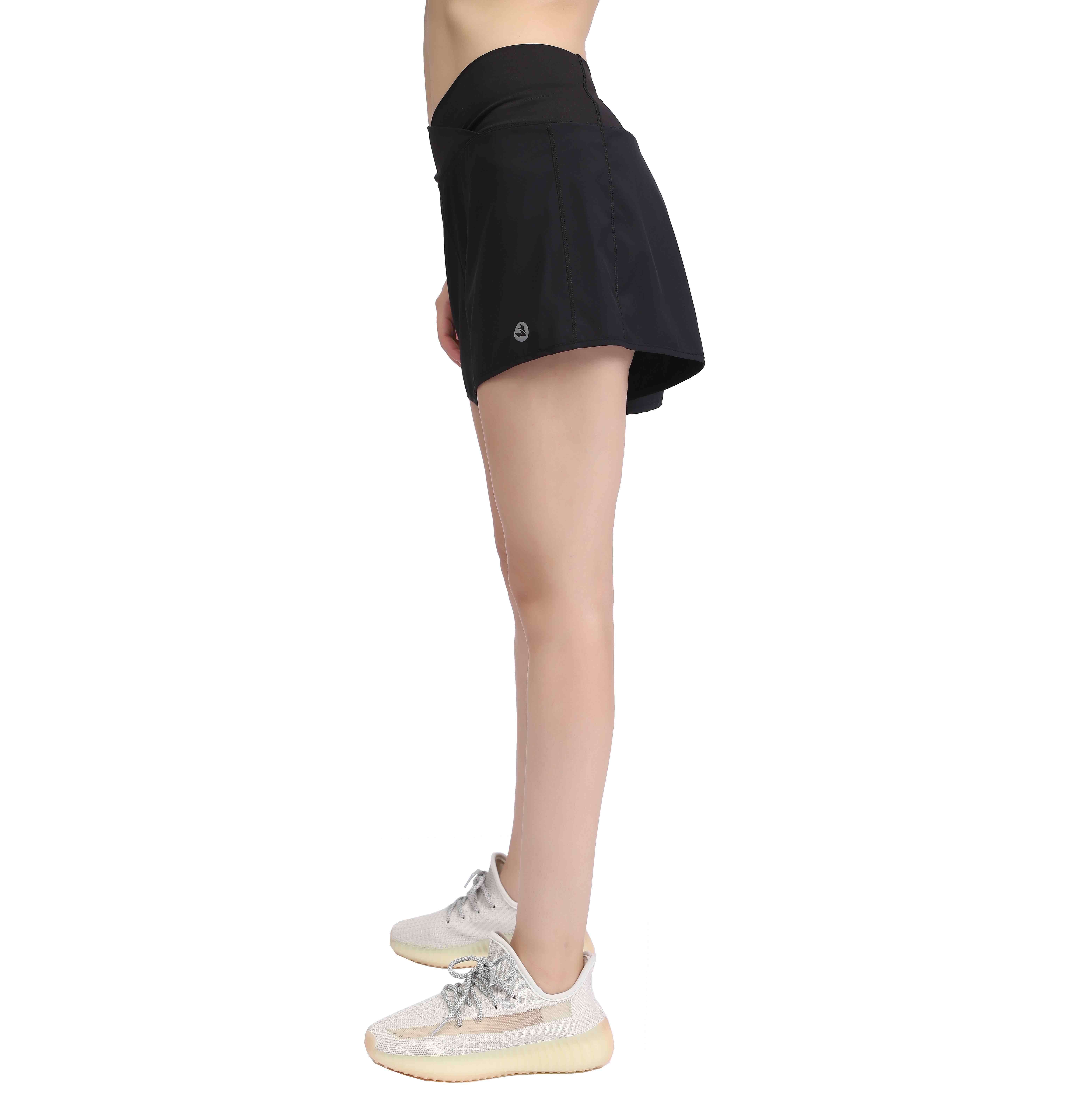 Women's Quick-Dry Athletic Sports High Cross Waist Running Workout Shorts 
