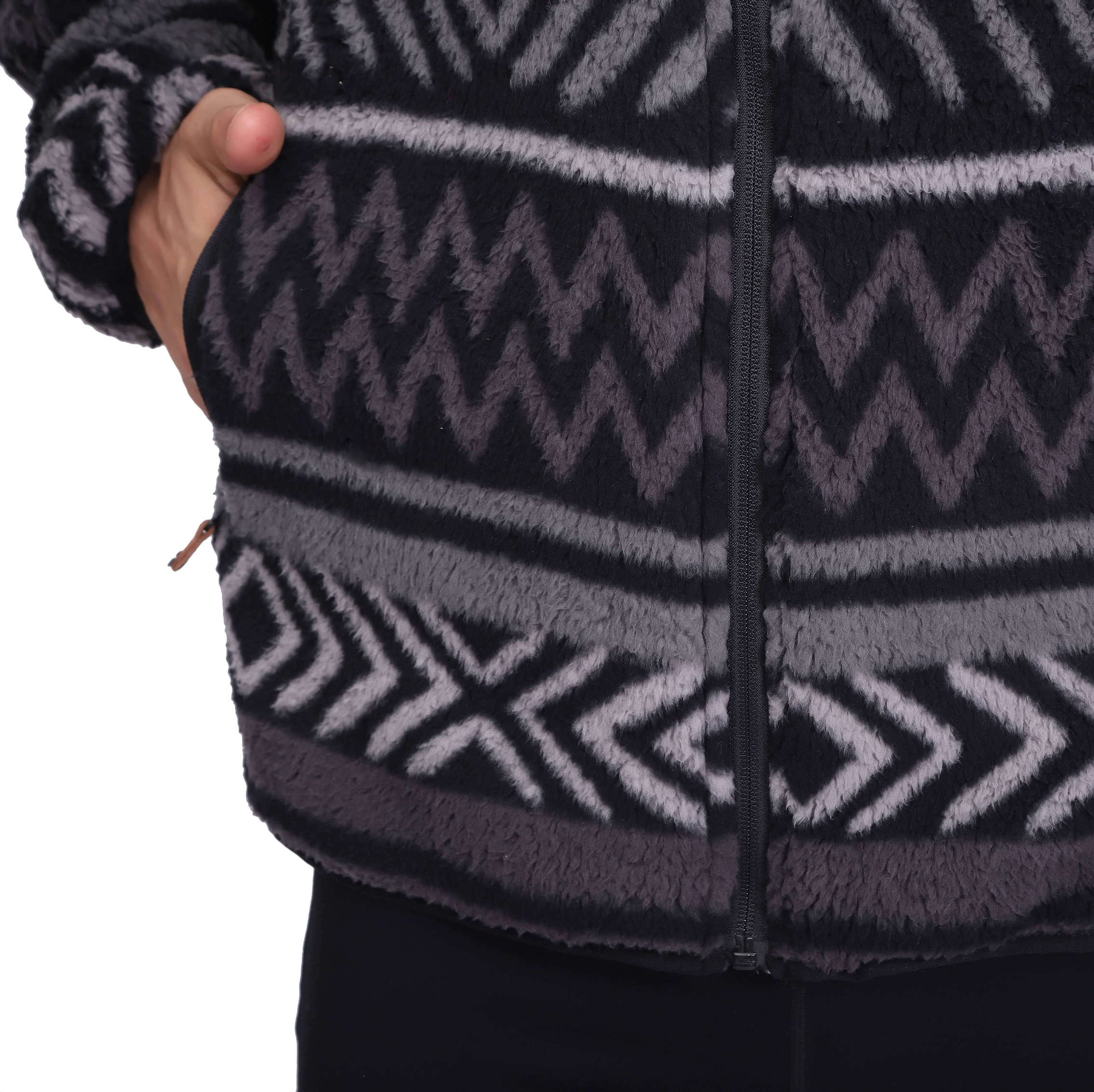 Men's Allover Print Softer Shaggy Sherpa Fleece Jackets Winter Heavy