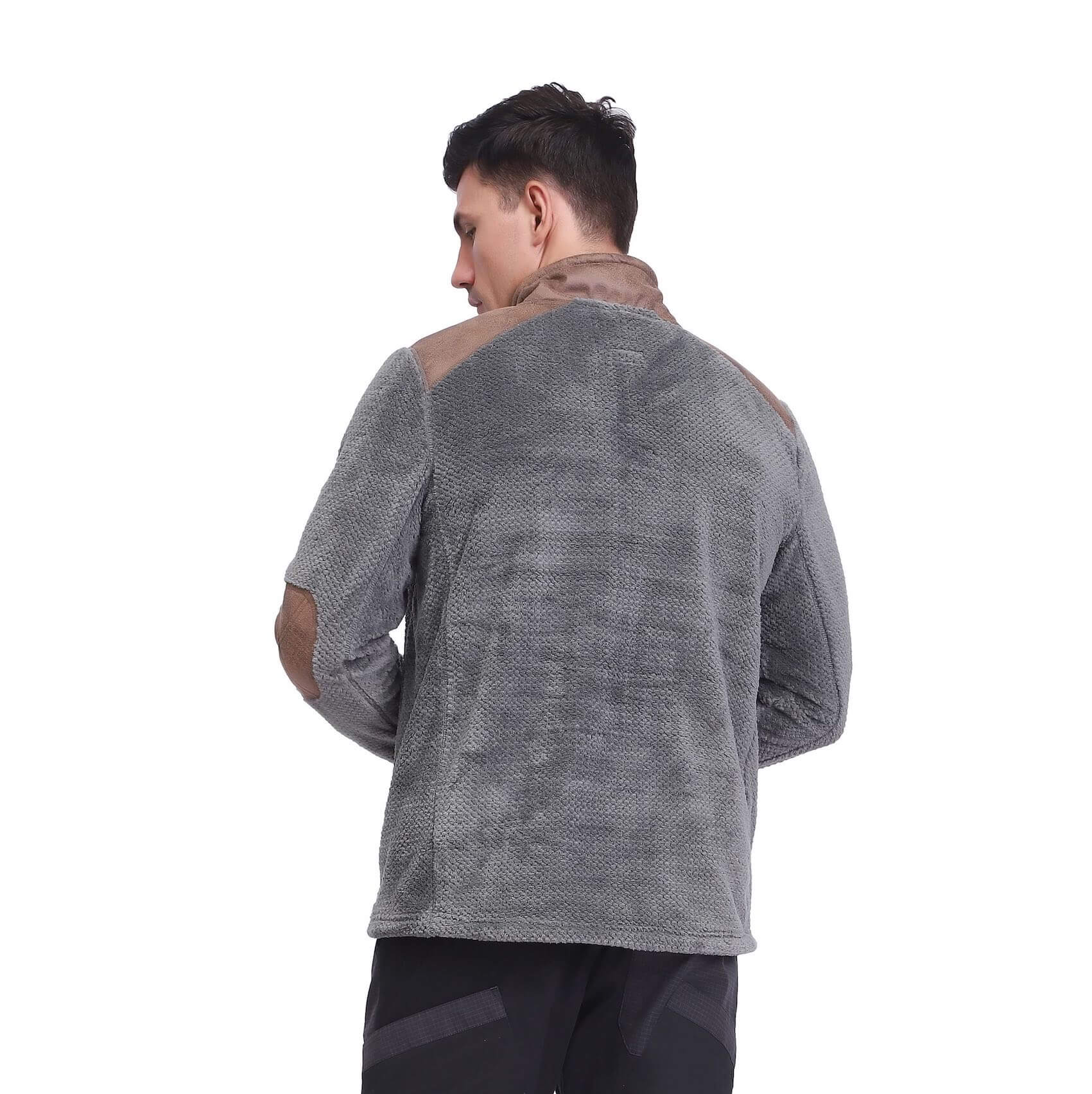 Men's Pineapple Jacquard Shaggy Fleece Half Zipper Pullover Thermal Jackets Top