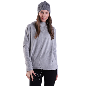 Women's Athletic Pullover Hoodie performance High Cowl Neck Tech Velour Shirt