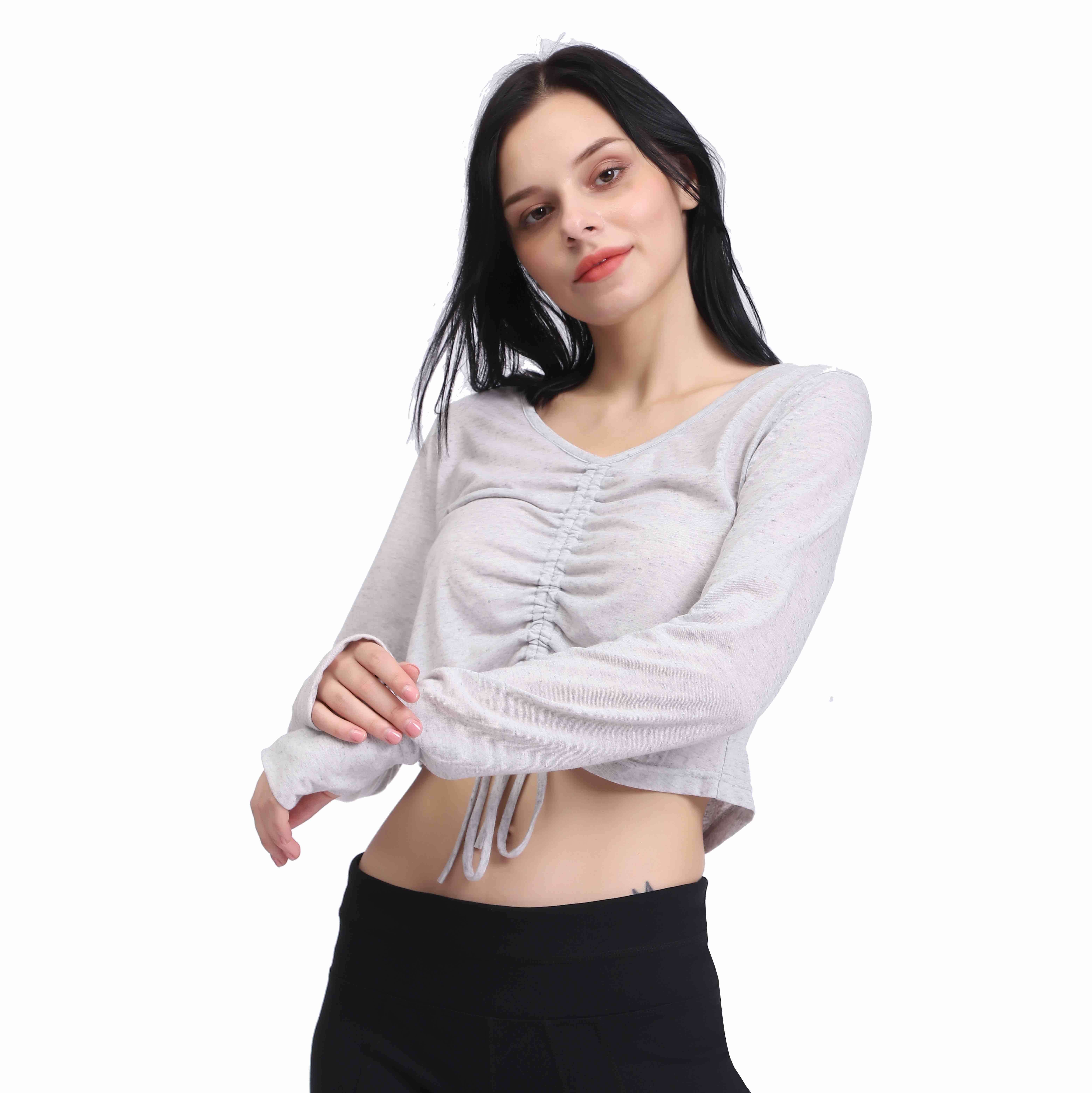 Women Slim Fit Zen Crop Long Sleeve Casual Top 