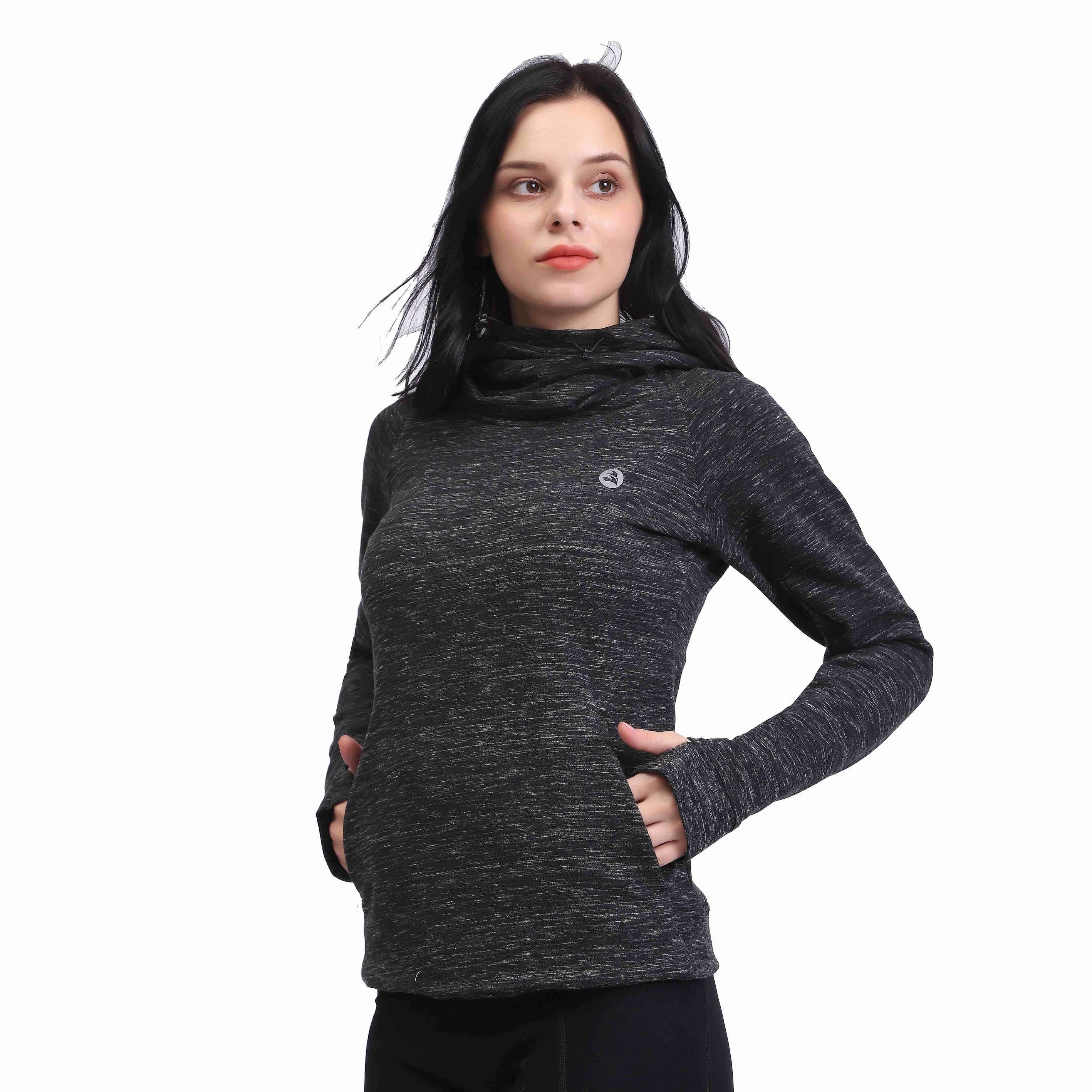 Women Cowl Neck Pullover Sweatshirts with Thumb Holes